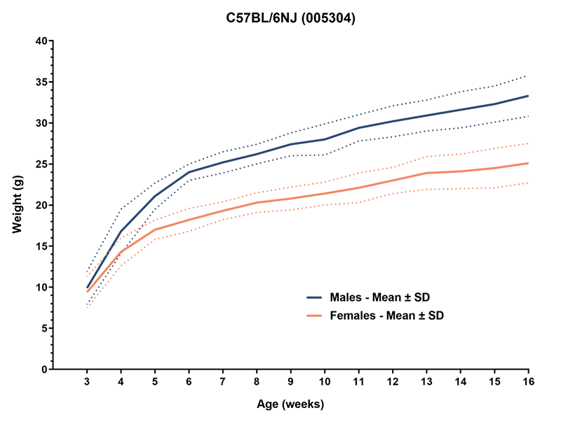 Mouse Body Weight Info - JAX® Mice Strain B6N (005304)