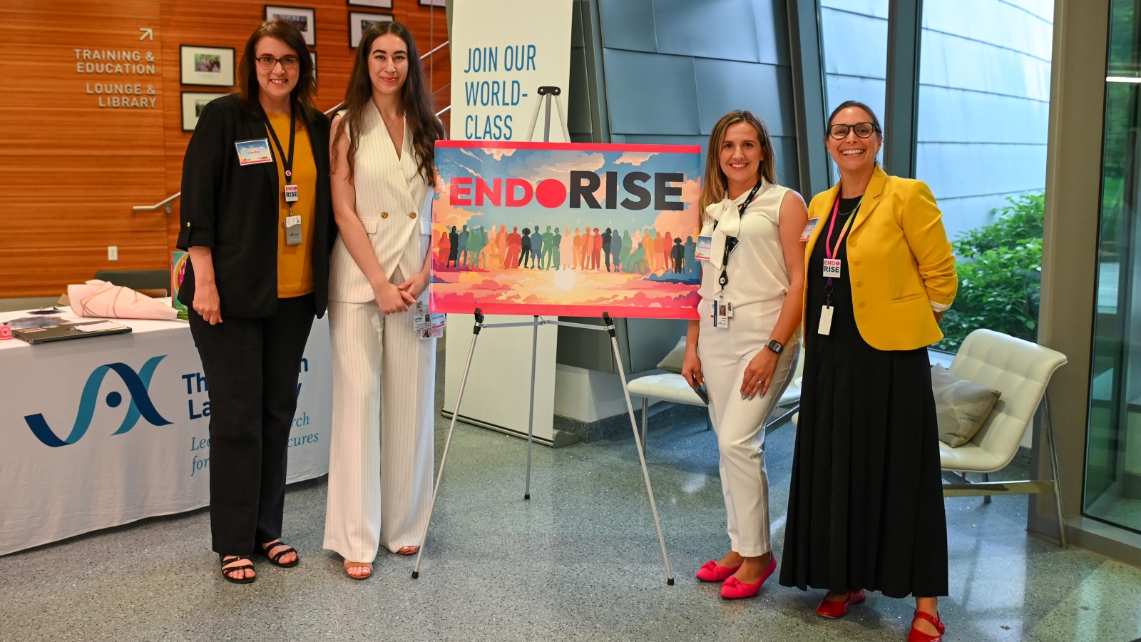 Members of the EndoRISE team (L-R): Lisa Roy, director, government and community relations, JAX; Kayceety Mullaj, EndoRISE research coordinator and clinical research assistant at UConn Health; Jasmina Kuljancic, program manager at EndoRISE and JAX; Elise Courtois, Ph.D., EndoRISE co-director and director of Single Cell Biology at JAX.